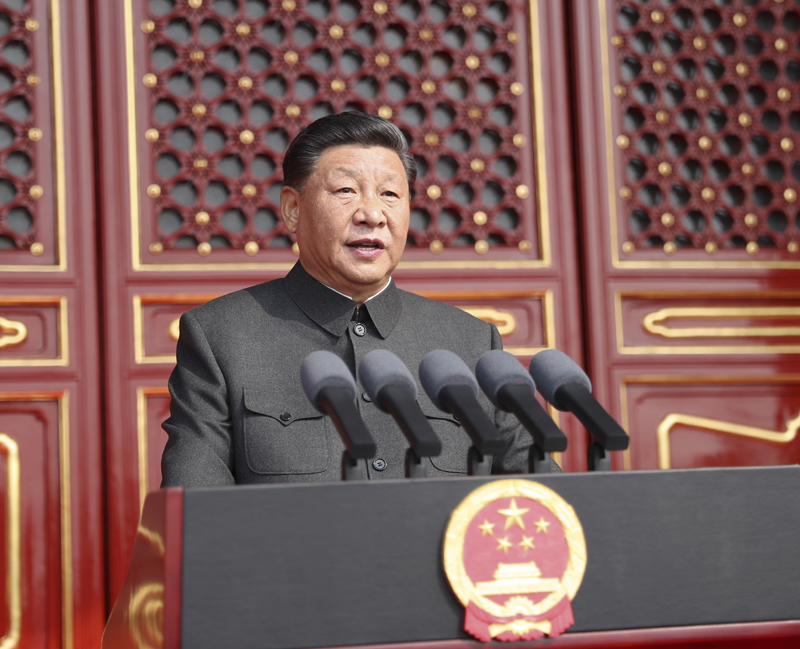 10月1日上午，慶祝中華人民共和國成立70周年大會在北京天安門廣場隆重舉行。中共中央總書記、國家主席、中央軍委主席習(xí)近平發(fā)表重要講話。